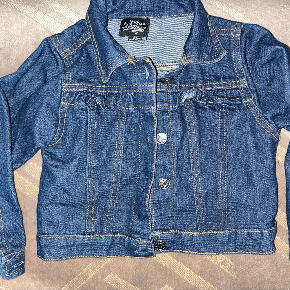 Denim Jacket with Ruffle Detail